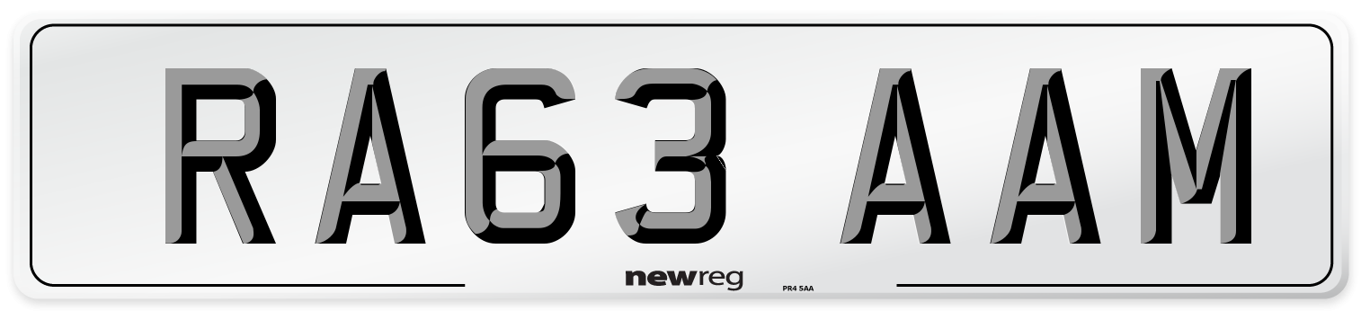 RA63 AAM Number Plate from New Reg